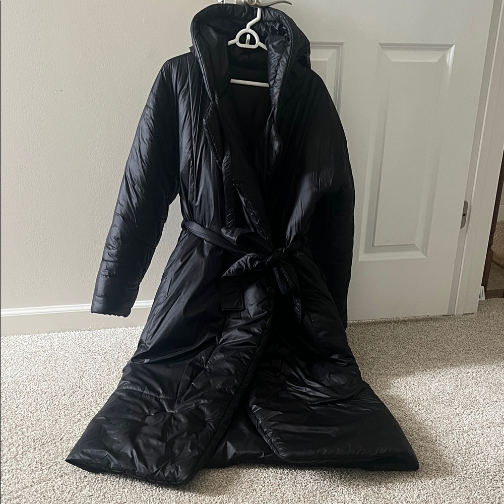 Norma Kamali full length hooded sleeping bag coat